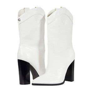 Guess Boots Marney White Cowboy Booties